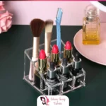 9 Slot Rectangle Shape Lipstick Organizer Acrylic Makeup & Lipstick Organizer - 9 Slots Cosmetic Brush Holder, Beauty Display Container Makeup Organizer - Transparent