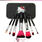 Hello Kitty 7pcs Professional Makeup Foundation Powder Eye Shadow Brushes Set, Travel Friendly Brush Set With Box-Black