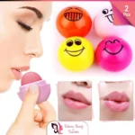 (2Pcs) Smiley Emoji Lip Balm Fruit Flavor - Pure Natural Lip Moisturising Repair Cute Round Balls