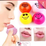 (4Pcs) Smiley Emoji Lip Balm Fruit Flavor - Pure Natural Lip Moisturising Repair Cute Round Balls