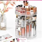 360° Rotating Crystal Makeup Organizer | Adjustable Cosmetic Display Stand Box, Makeup Storage for Vanity Bedroom & Bathroom - Big Size