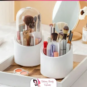 Brush Container Makeup Brush Holder Dust-proof Rotating Plastic Lipstick Eyebrow Pencil Vanity Organizer