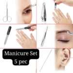(5Pcs) Manicure Pedicure Set Nail Clippers, Nail Tools with Luxurious Travel Case With Pouch