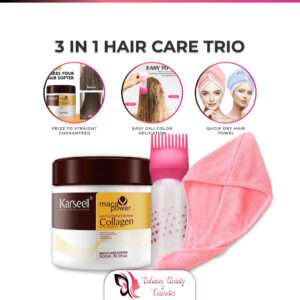 Hair Care Trio (Karseell Hair Mask + Hair Oil Applicating Bottle + Quick Dry Hair Towel)