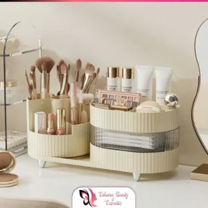 Rotating Countertop Dual Layer Makeup Organizer