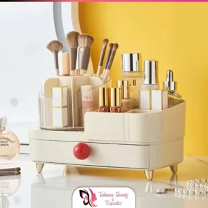 Rotating Countertop Makeup Organizer with Drawer