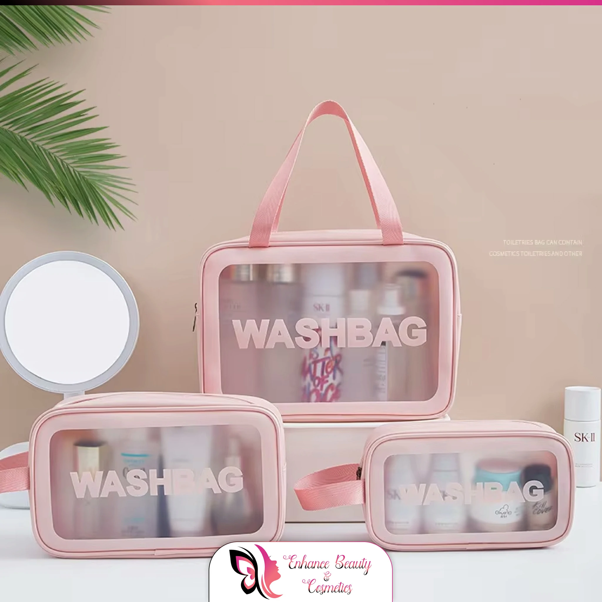 (3pcs) Washbag Makeup Bag Wear-resistant Large...